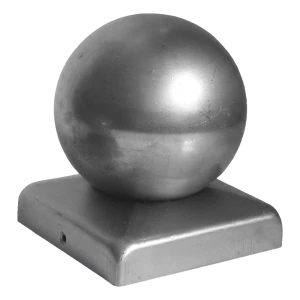 Acél kerítő sapka díszgömbbel fi 100 mm 120×120 mm oszlophoz – galvanizált