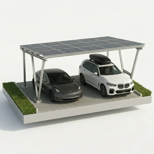 Fotovoltaikus Autóbeálló fészer VICA 2 jármű részére Napelemes kocsibeálló SOLO GPV-105-02 (1)