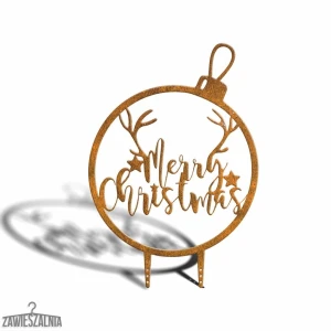 Zawieszalnia – kerti dekoráció Bombka Merry Christmas XL 77 cm corten acélból