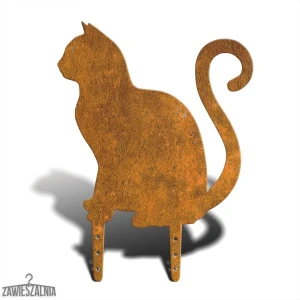 Zawieszalnia – kerti madárijesztő Ülő Macska L 38 cm, Corten acél