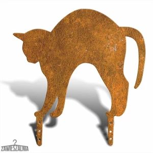 Zawieszalnia – kerti madárijesztő Görbe hátú macska L 38 cm, corten acél