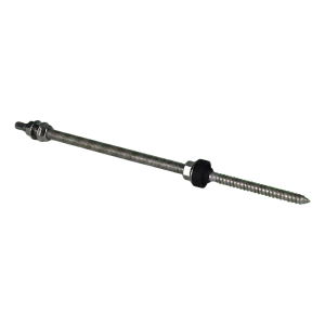 Kettős menetű csavar M10×300 mm A2 PV adapterekhez és háromszögekhez, EPDM alátéttel