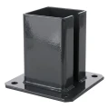 Acél alaplap 100×100 mm-es kerítésoszlophoz – rögzítő talp grafit RAL 7016 000-792 (1)