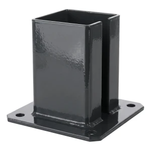 Acél alaplap 100×100 mm-es kerítésoszlophoz – rögzítő talp grafit RAL 7016