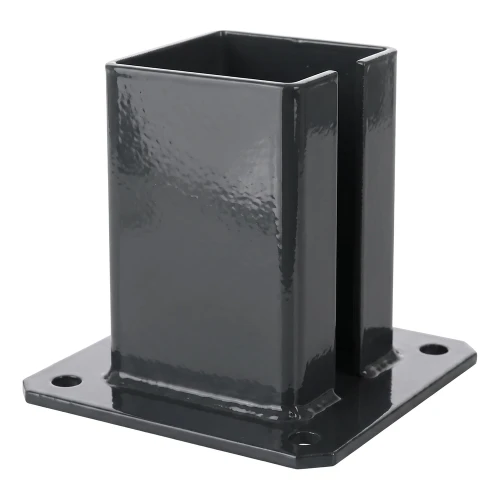 Acél alaplap 100×100 mm-es kerítésoszlophoz – rögzítő talp grafit RAL 7016 000-792 (1)