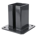Acél alaplap 100×100 mm-es kerítésoszlophoz – rögzítő talp grafit RAL 7016 000-792 (2)