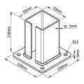 Acél alaplap 100×100 mm-es kerítésoszlophoz – rögzítő talp grafit RAL 7016 000-792 (3)
