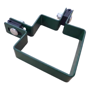 Sarok kerítéstartó bilincs 80×80 mm zöld RAL 6005 – komplett szerelőkészlet
