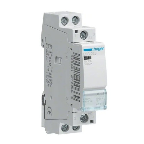 Moduláris kontaktor 230V AC 2NO 25A ESC225 HAGER GPV-401-81