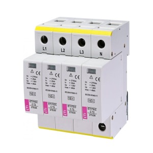 Túlfeszültség levezető Típus 2 (C) 4P 20kA 1,5kV ETITEC C T2 275/20 4+0 002440395 ETI