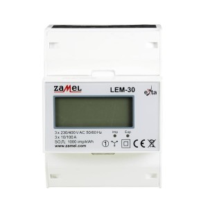 Elektromos fogyasztásmérő 3 fázisú 100A LCD LEM-30 ZAMEL