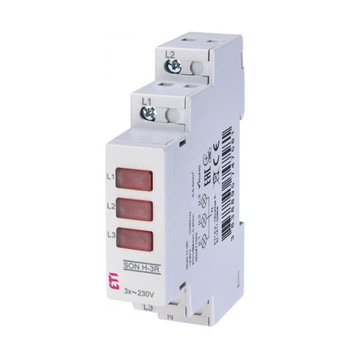Ellenőrző lámpa 3 hármas SON H-3R jelzi a feszültség jelenlétét 002471552 ETI GPV-401-117