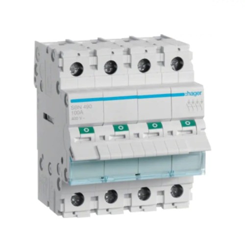 Leválasztó kapcsoló leválasztó 3 fázisú 4P 100A 400V AC SBN490 HAGER GPV-401-120