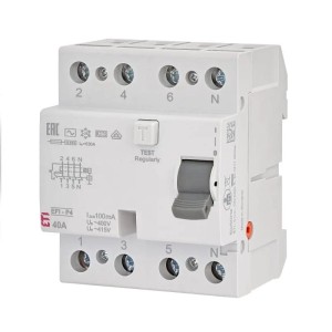 Fennmaradó áramú megszakító 4P 40A 100mA típus AC EFI-P4 AC 40/0.1 002061622 ETI