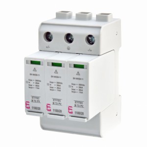 Túlfeszültség levezető PV DC 2. típus (C) 1100V 3P 20kA 3,8kV ETITEC M T2 PV 1100/20 Y 002440515 ETI