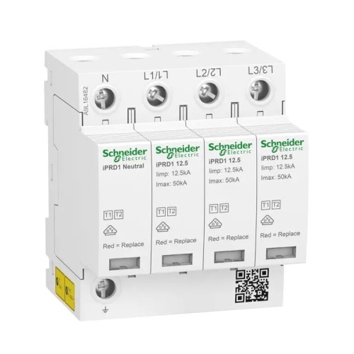 Schneider Electric 1+2 típusú túlfeszültség-levezető (B+C osztály) 3P+N 12,5kA 1,5kV GPV-401-176