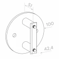 Oldalsó oszloprögzítő fi 42,4 mm csőhöz fi 100 mm AISI 304 szatén 000-299 (2)