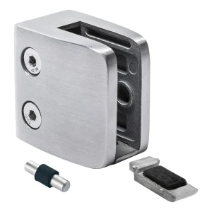 Üvegrögzítő 8-12.76 mm 52x52x32 mm konzol és pin AISI 304 sík rendszer szatén