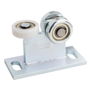 Futókocsi 70 függesztett kapuhoz 2 acél görgő és 1 műanyag - széles alap