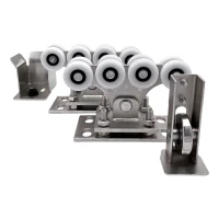 68x68 mm-es profilhoz való futókocsi csomag műanyag kerekekkel, felhajtó görgővel és felhajtó tartóval