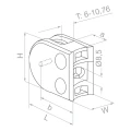 Üvegbilincs 50x40x26 mm csapszegekkel, üveg 6-10,76 mm, AISI 304, 42,4 rendszer, fényes 000-264 (3)