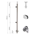 Bal végoszlop ø42,4x1230mm AISI304 oldalsó rögzítés szatén 000-525 (2)