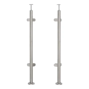 Sarok korlátoszlop üveghez fi 42,4x1060/1102,4mm 4 tartó csiszolt