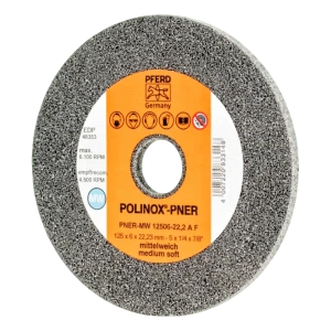 PFERD POLINOX-PNER kompakt csiszolótárcsa 125 × 6 mm sarokcsiszolóhoz – közepesen puha A F