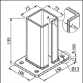 Oszlop alapzat kerítésoszlophoz 80x80 mm 8 mm fekete 000-786 (5)