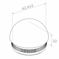 Kozza ellipszoidális befejező kupak beütős 42,4 mm korlátcsőhöz – AISI 304 szatén acél 001-095 (2)