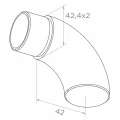 Zárt korlát könyök 42,4 mm-es csőhöz – AISI 304 rozsdamentes acél szatén 001-102 (2)
