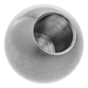 Beragasztható korlátgömb fi 20 mm, furatok fi 10 mm, rozsdamentes acél AISI 304 szatinált