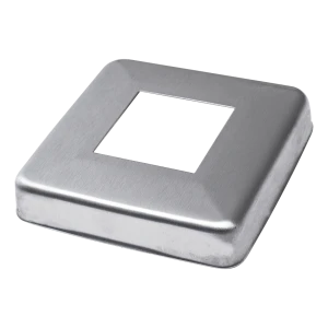 Négyzet alakú acél takarórozetta korlát profilhoz 40x40 mm – 85x85 mm szatén