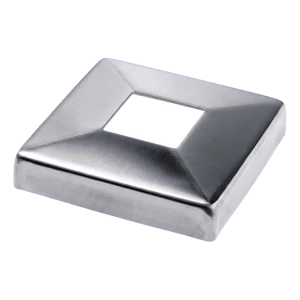 Négyzetes takarórozetta 108×108 mm korlátprofilhoz 40×40 – AISI 316 acél szatén