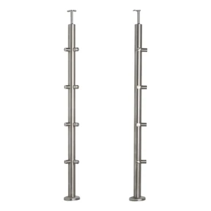 PSG saroktámasz korlátoszlop AISI 304 acélból ø42,4 mm H1060 mm ø12 mm-es rudak fogadására szolgáló tartókkal