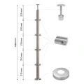 PSG saroktámasz korlátoszlop AISI 304 acélból ø42,4 mm H1060 mm ø12 mm-es rudak fogadására szolgáló tartókkal 001-206 (2)